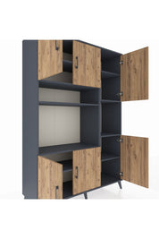 Hyperion Dolap 9 Raflı 6 Kapaklı 132x44x195 Antrasit-Çam/Antrasit