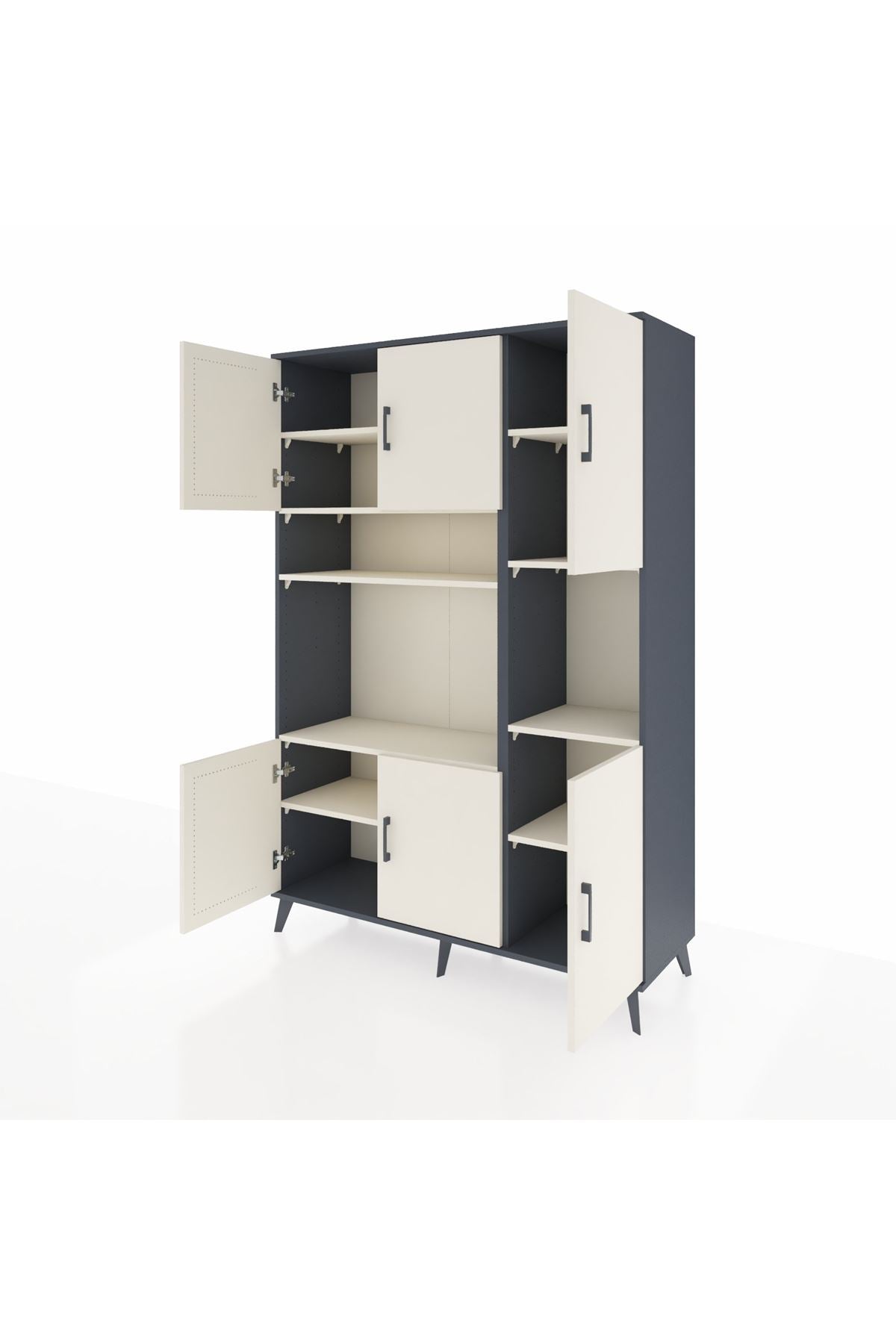 Hyperion Dolap 9 Raflı 6 Kapaklı 132x44x195 Antrasit-Aytaşı/Aytaşı