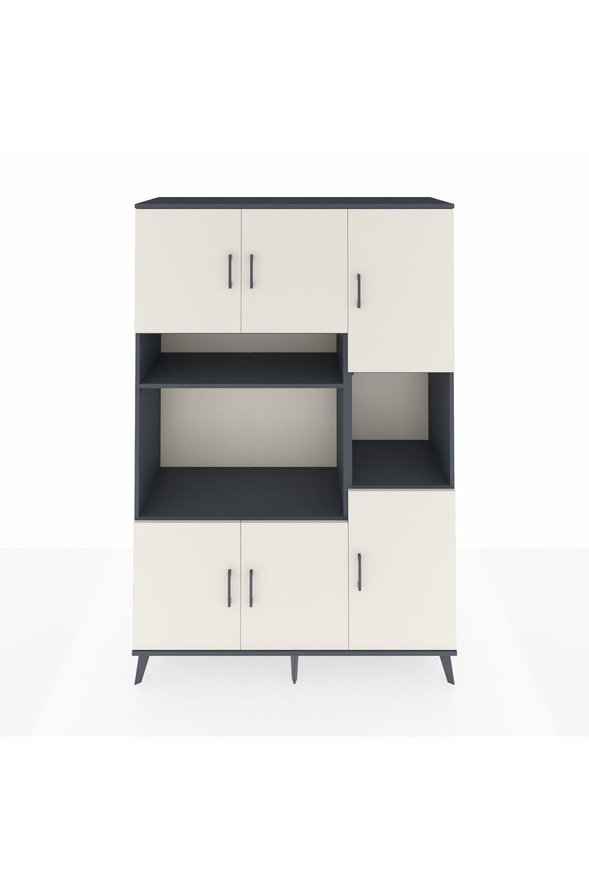 Hyperion Dolap 9 Raflı 6 Kapaklı 132x44x195 Antrasit-Aytaşı/Antrasit