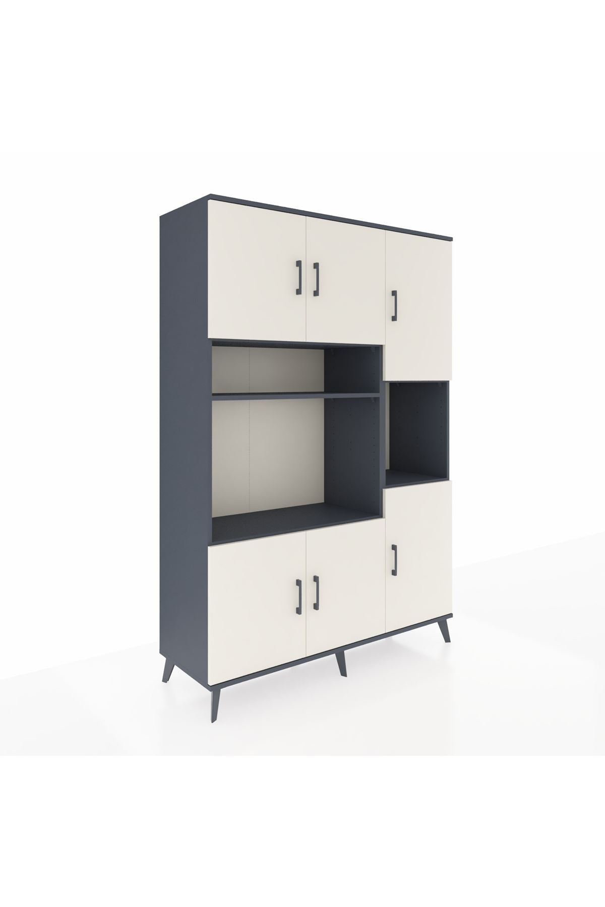 Hyperion Dolap 9 Raflı 6 Kapaklı 132x44x195 Antrasit-Aytaşı/Antrasit