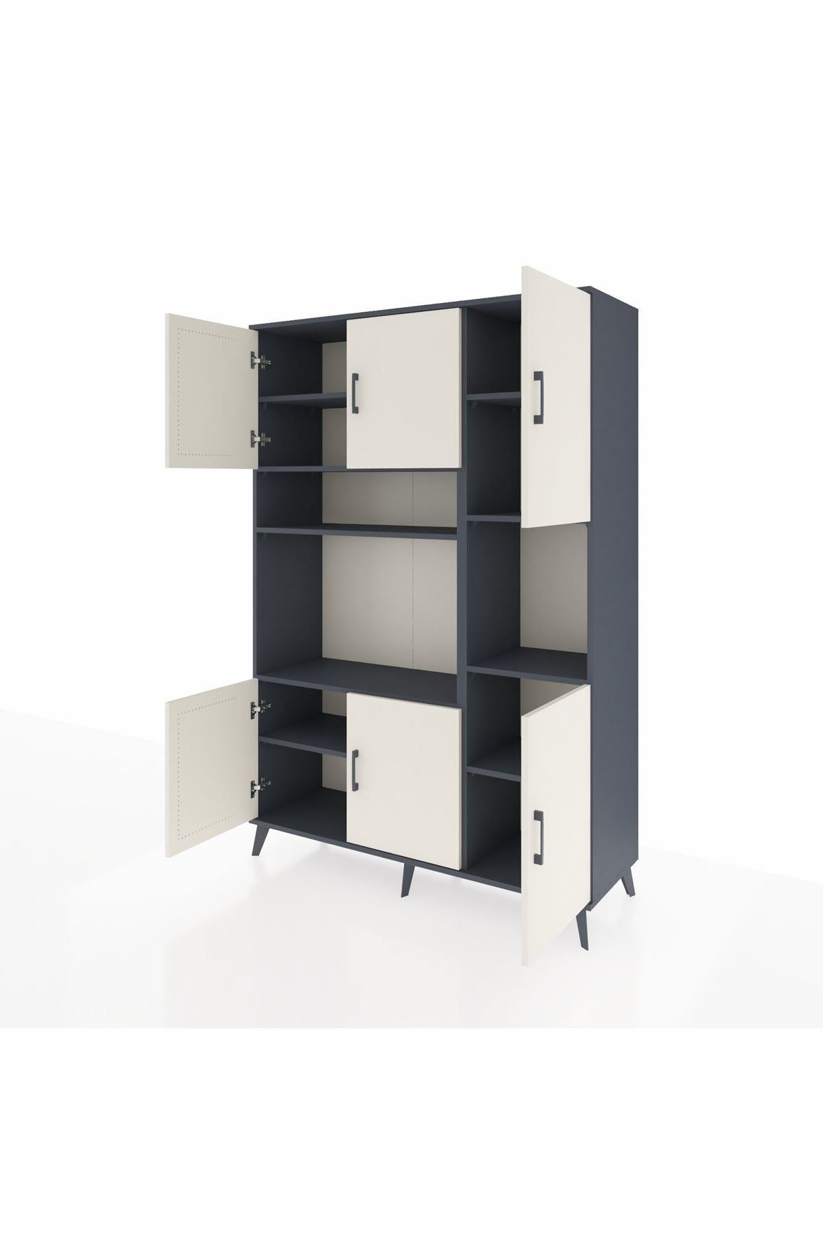 Hyperion Dolap 9 Raflı 6 Kapaklı 132x44x195 Antrasit-Aytaşı/Antrasit