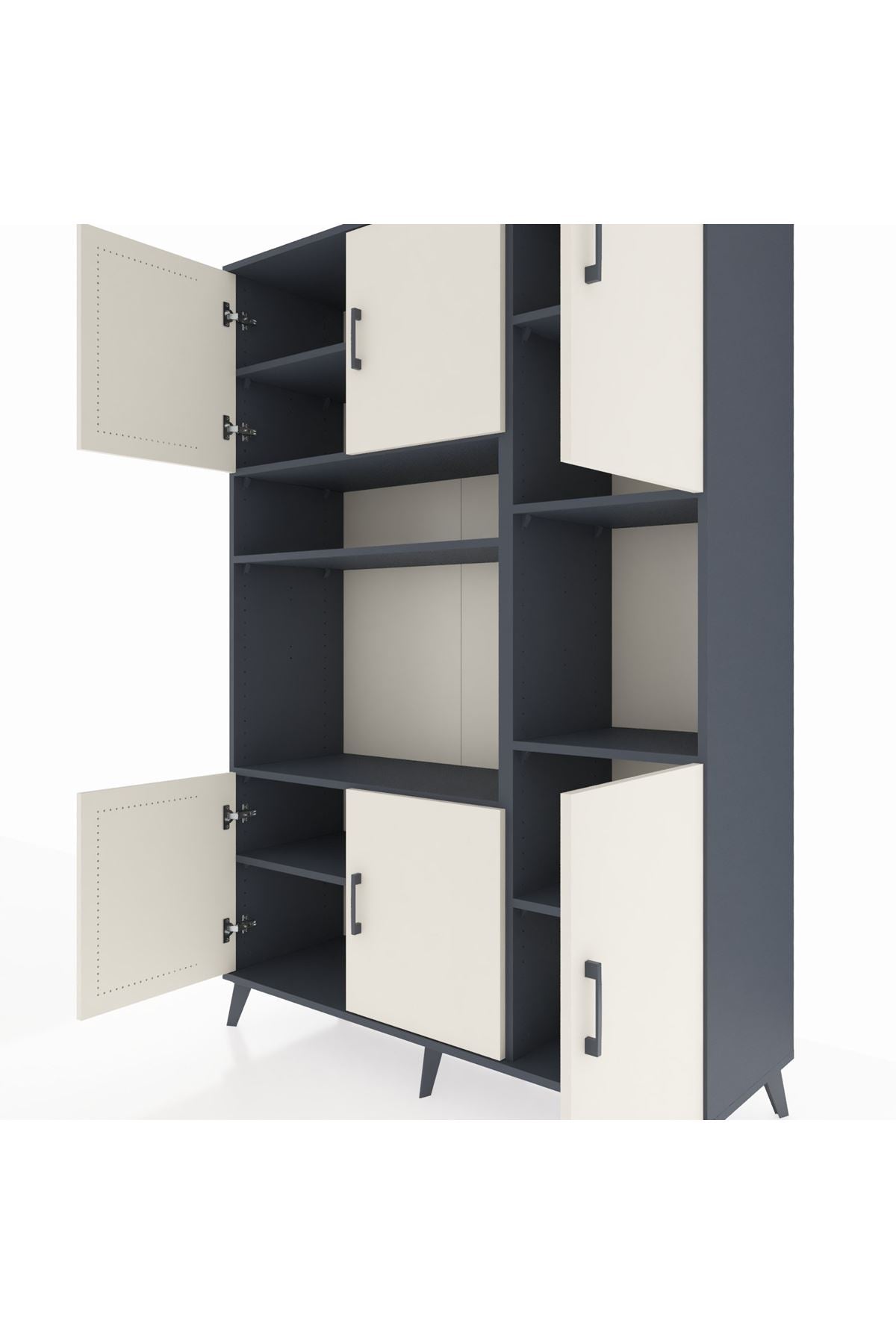 Hyperion Dolap 9 Raflı 6 Kapaklı 132x44x195 Antrasit-Aytaşı/Antrasit