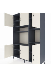 Hyperion Dolap 9 Raflı 6 Kapaklı 132x44x195 Antrasit-Aytaşı/Antrasit