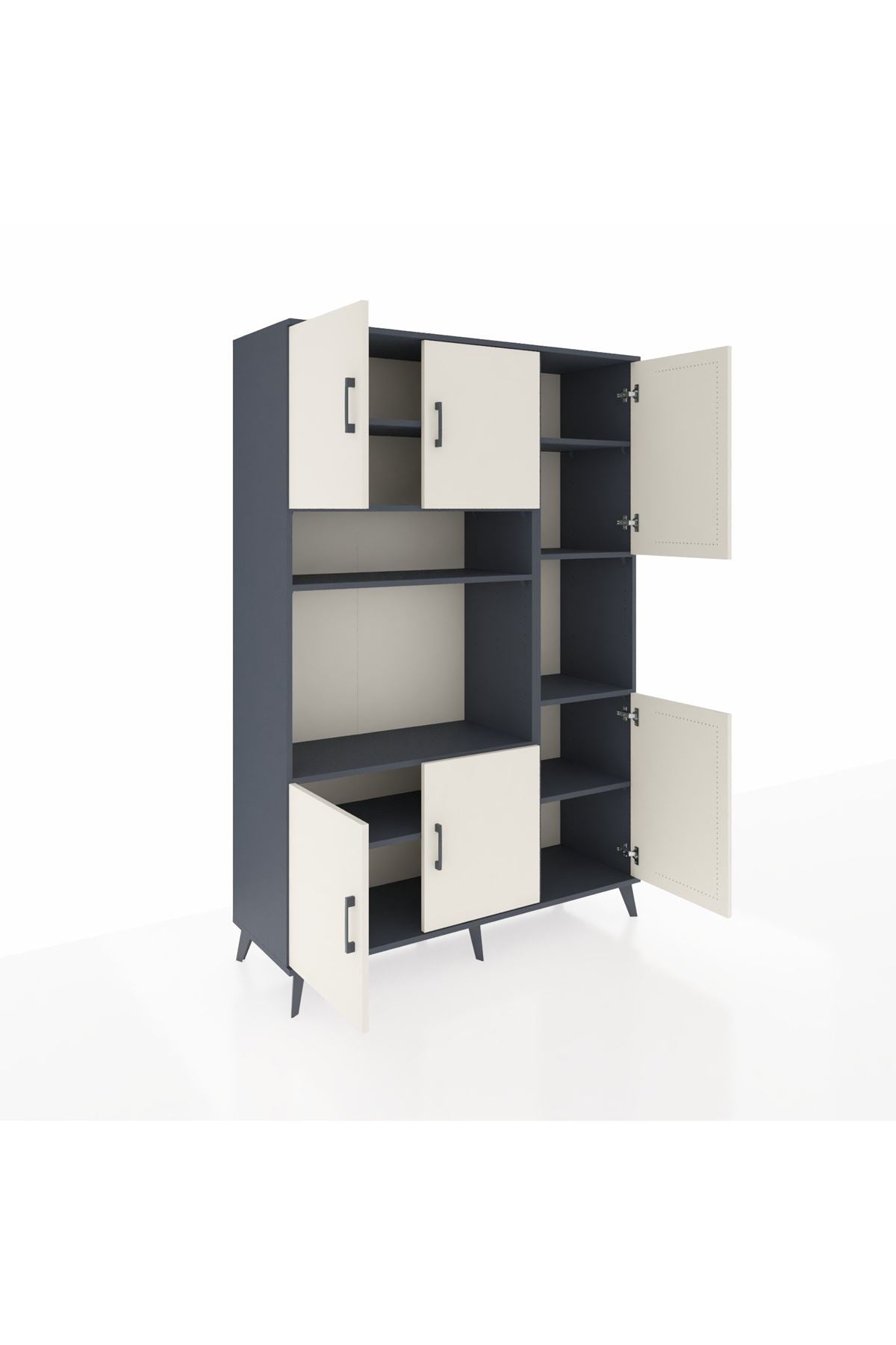 Hyperion Dolap 9 Raflı 6 Kapaklı 132x44x195 Antrasit-Aytaşı/Antrasit