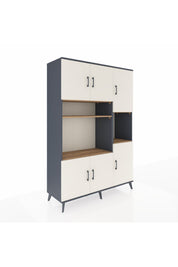 Hyperion Dolap 9 Raflı 6 Kapaklı 132x44x195 Antrasit-Aytaşı/Çam