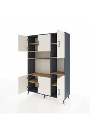 Hyperion Dolap 9 Raflı 6 Kapaklı 132x44x195 Antrasit-Aytaşı/Çam