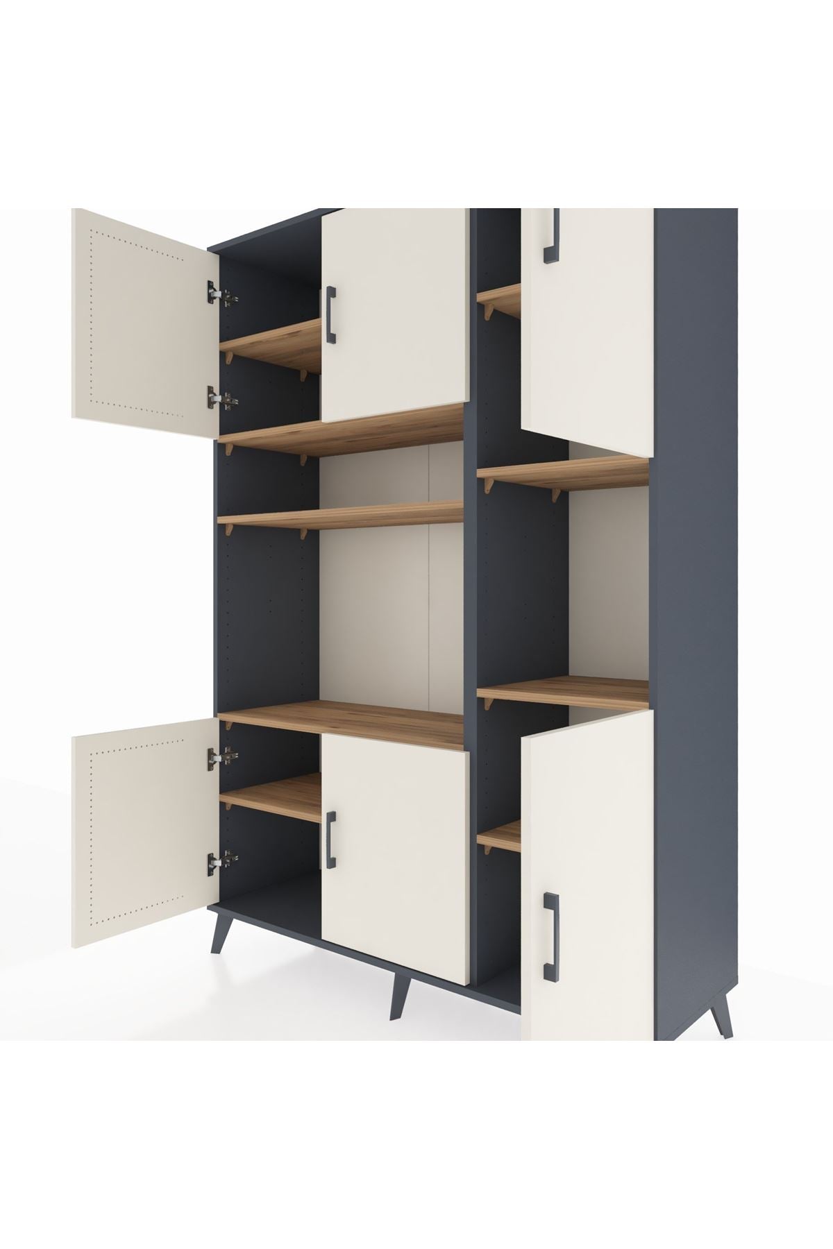 Hyperion Dolap 9 Raflı 6 Kapaklı 132x44x195 Antrasit-Aytaşı/Çam