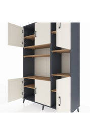 Hyperion Dolap 9 Raflı 6 Kapaklı 132x44x195 Antrasit-Aytaşı/Çam