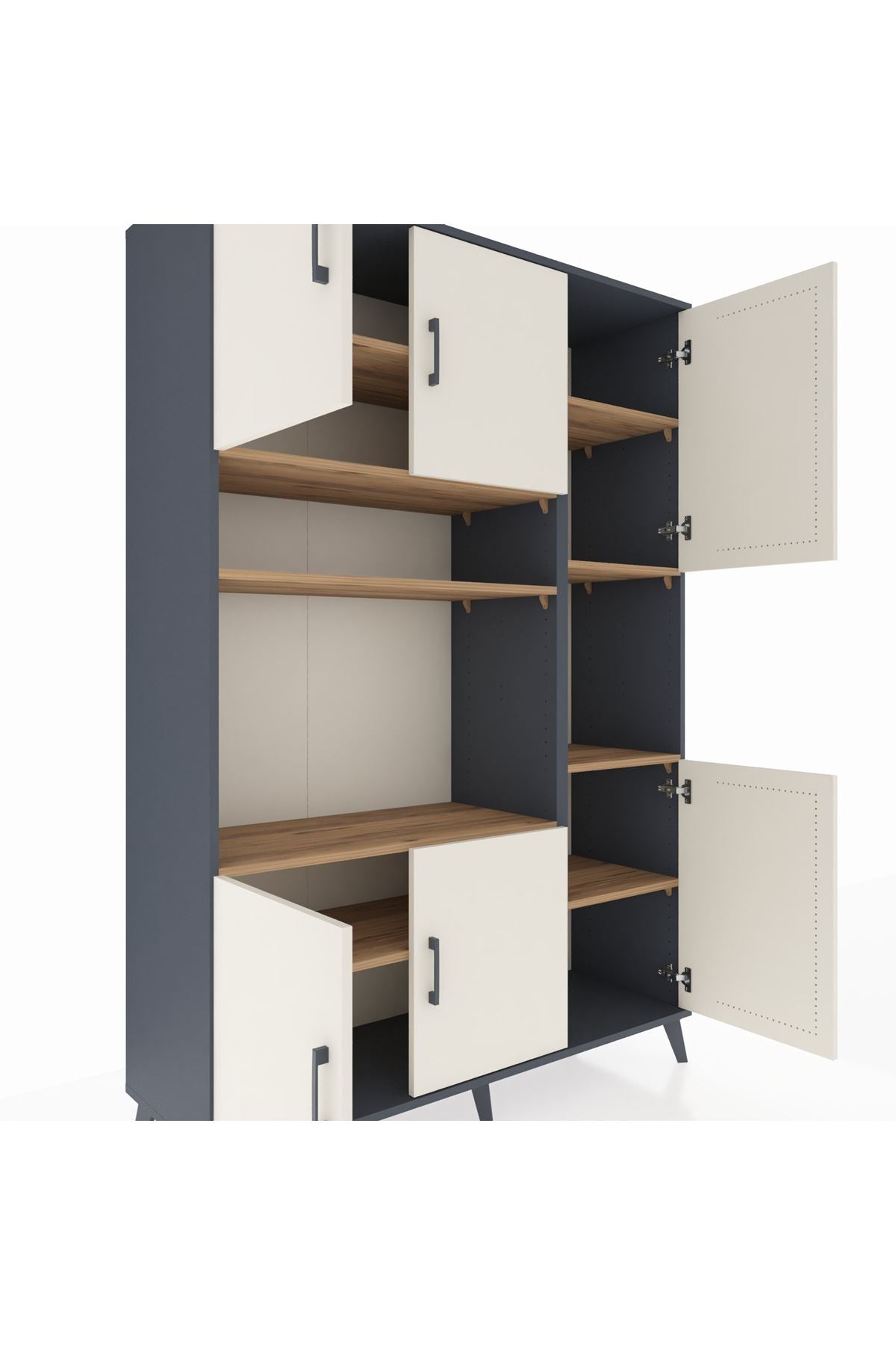 Hyperion Dolap 9 Raflı 6 Kapaklı 132x44x195 Antrasit-Aytaşı/Çam