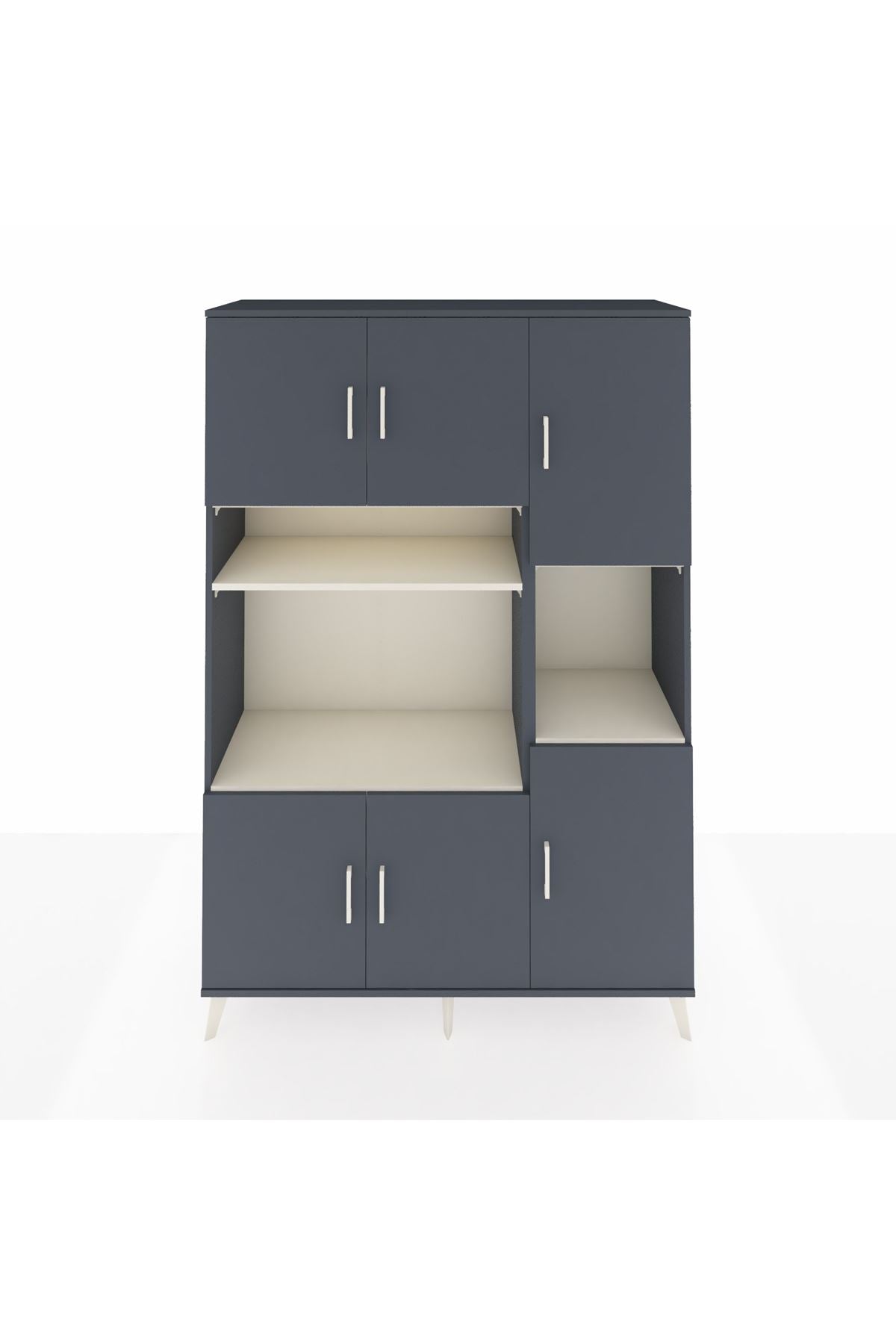 Hyperion Dolap 9 Raflı 6 Kapaklı 132x44x195 Antrasit-Antrasit/Aytaşı