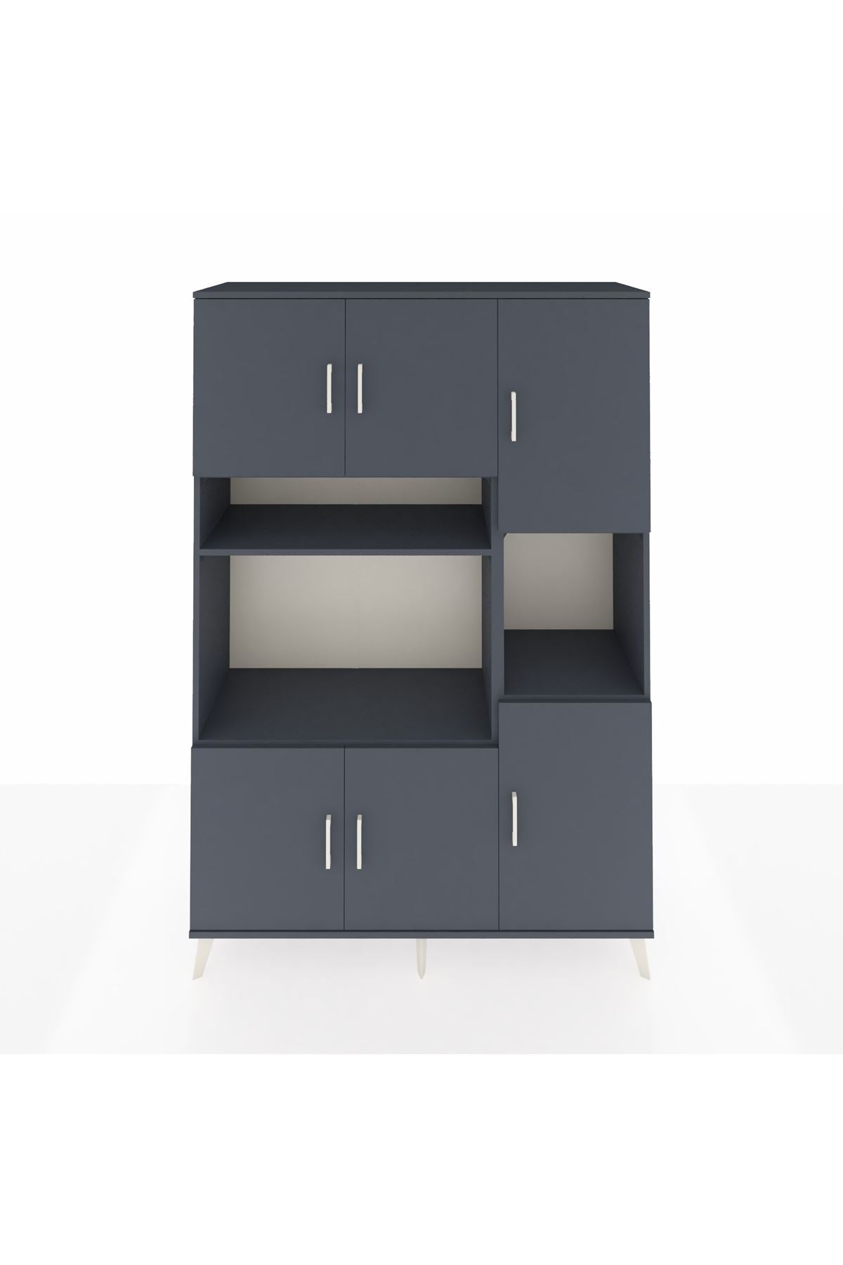 Hyperion Dolap 9 Raflı 6 Kapaklı 132x44x195 Antrasit-Antrasit/Antrasit