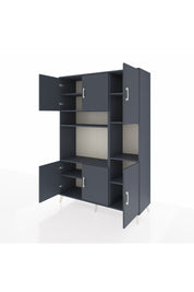 Hyperion Dolap 9 Raflı 6 Kapaklı 132x44x195 Antrasit-Antrasit/Antrasit