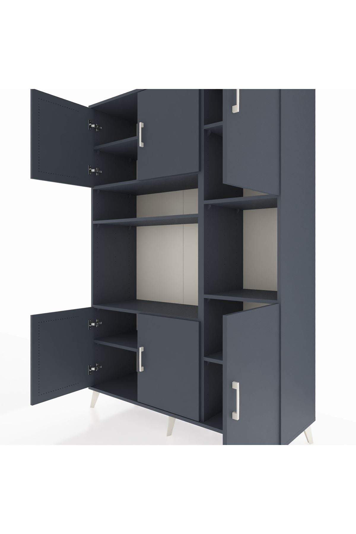 Hyperion Dolap 9 Raflı 6 Kapaklı 132x44x195 Antrasit-Antrasit/Antrasit