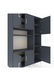 Hyperion Dolap 9 Raflı 6 Kapaklı 132x44x195 Antrasit-Antrasit/Antrasit