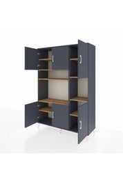 Hyperion Dolap 9 Raflı 6 Kapaklı 132x44x195 Antrasit-Antrasit/Çam