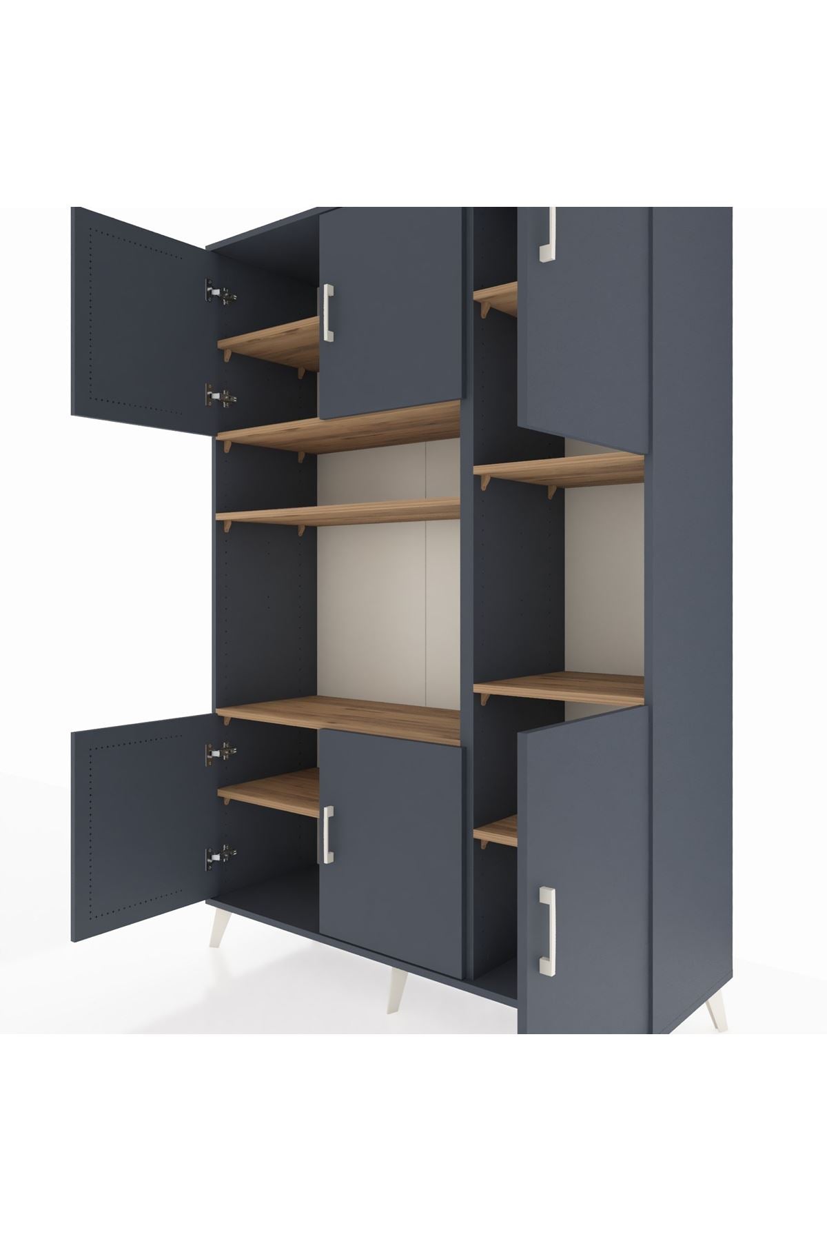 Hyperion Dolap 9 Raflı 6 Kapaklı 132x44x195 Antrasit-Antrasit/Çam