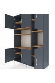 Hyperion Dolap 9 Raflı 6 Kapaklı 132x44x195 Antrasit-Antrasit/Çam