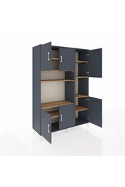 Hyperion Dolap 9 Raflı 6 Kapaklı 132x44x195 Antrasit-Antrasit/Çam