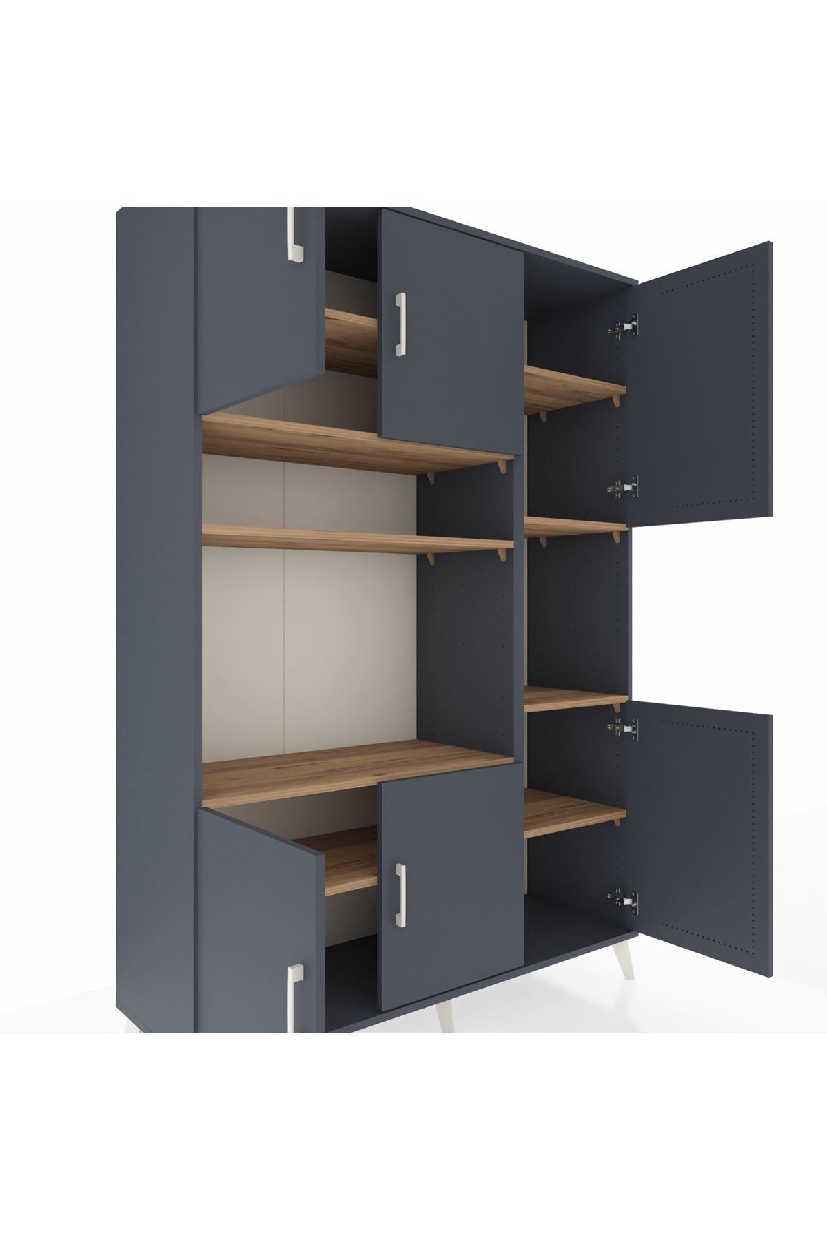 Hyperion Dolap 9 Raflı 6 Kapaklı 132x44x195 Antrasit-Antrasit/Çam