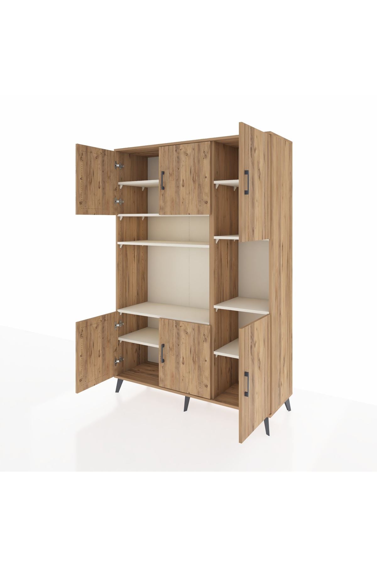 Hyperion Dolap 9 Raflı 6 Kapaklı 132x44x195 Çam-Çam/Aytaşı