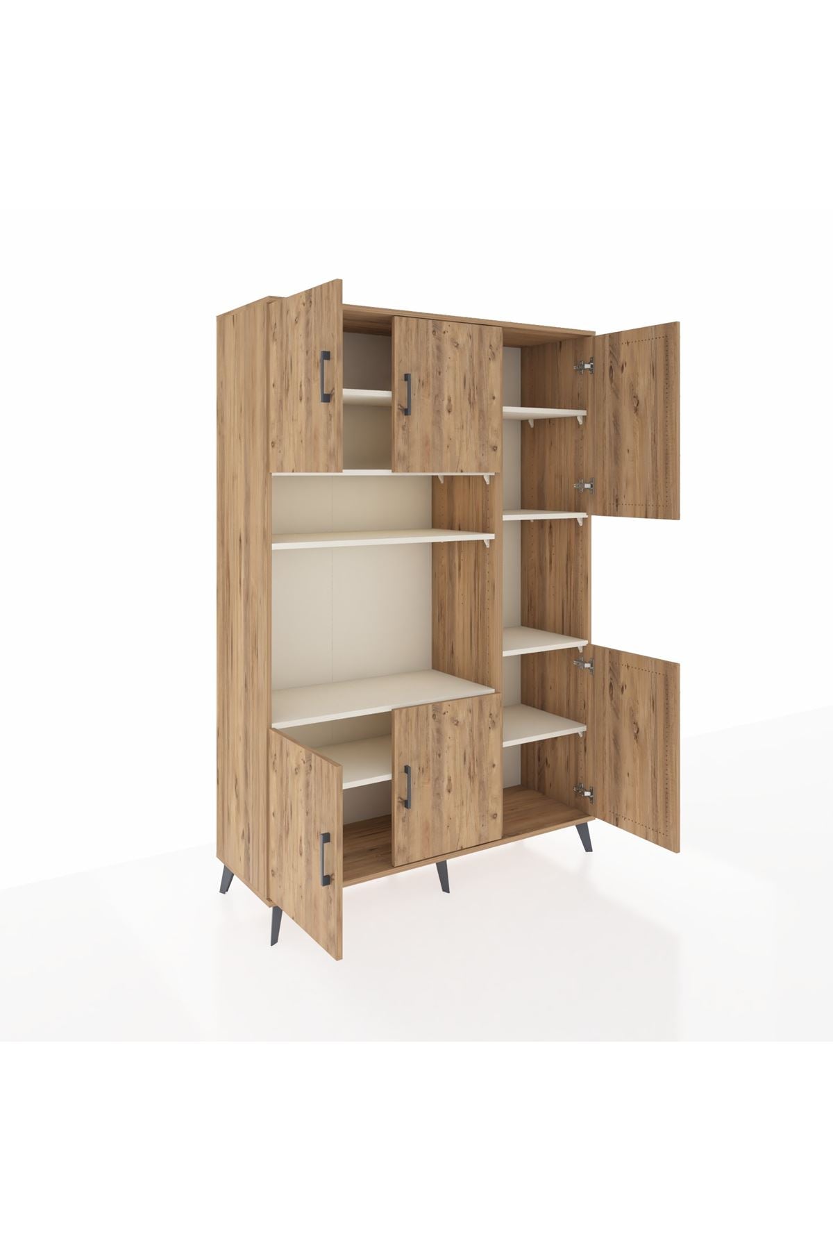 Hyperion Dolap 9 Raflı 6 Kapaklı 132x44x195 Çam-Çam/Aytaşı