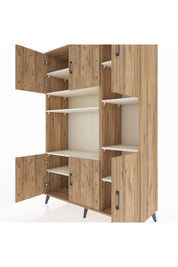 Hyperion Dolap 9 Raflı 6 Kapaklı 132x44x195 Çam-Çam/Aytaşı