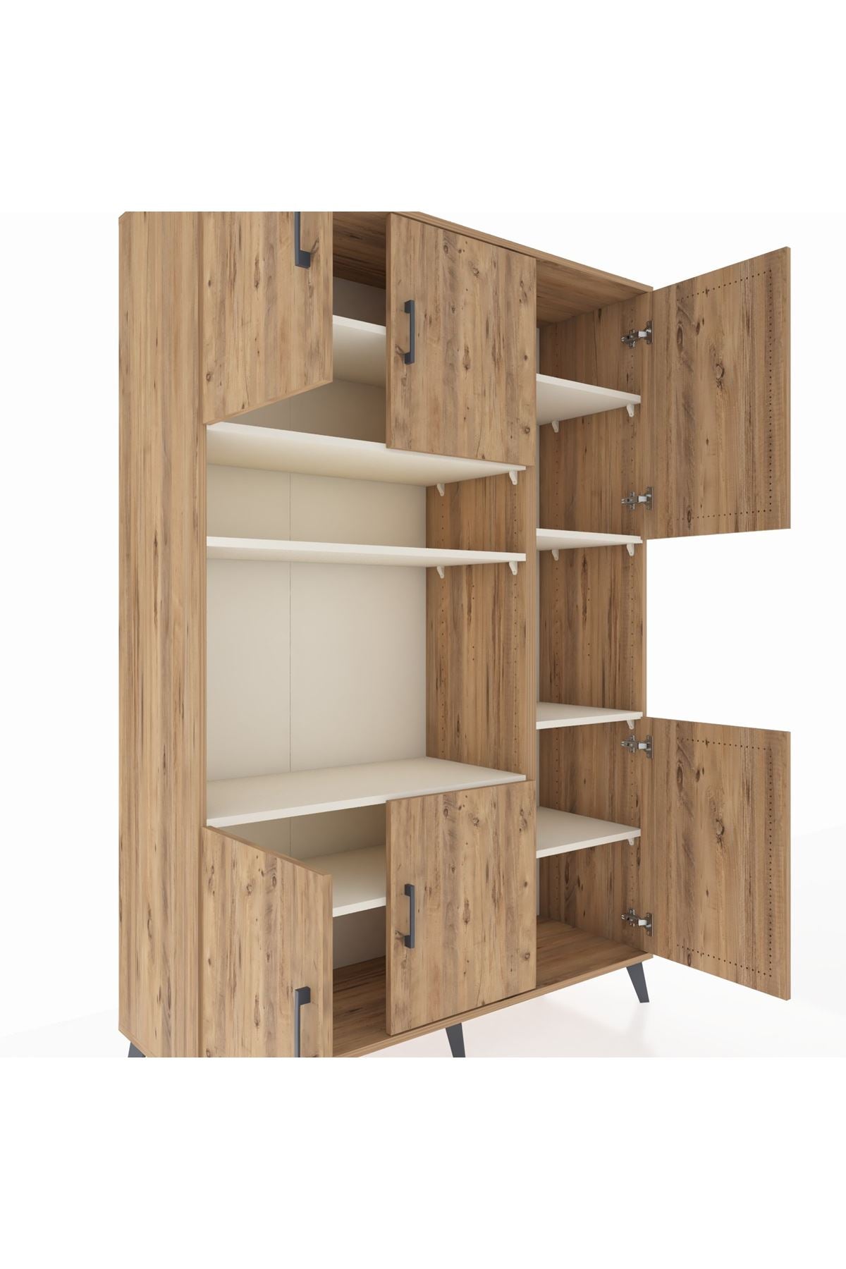 Hyperion Dolap 9 Raflı 6 Kapaklı 132x44x195 Çam-Çam/Aytaşı