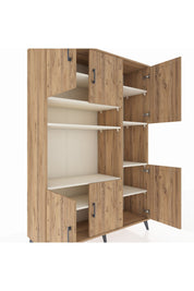 Hyperion Dolap 9 Raflı 6 Kapaklı 132x44x195 Çam-Çam/Aytaşı