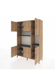 Hyperion Dolap 9 Raflı 6 Kapaklı 132x44x195 Çam-Çam/Antrasit