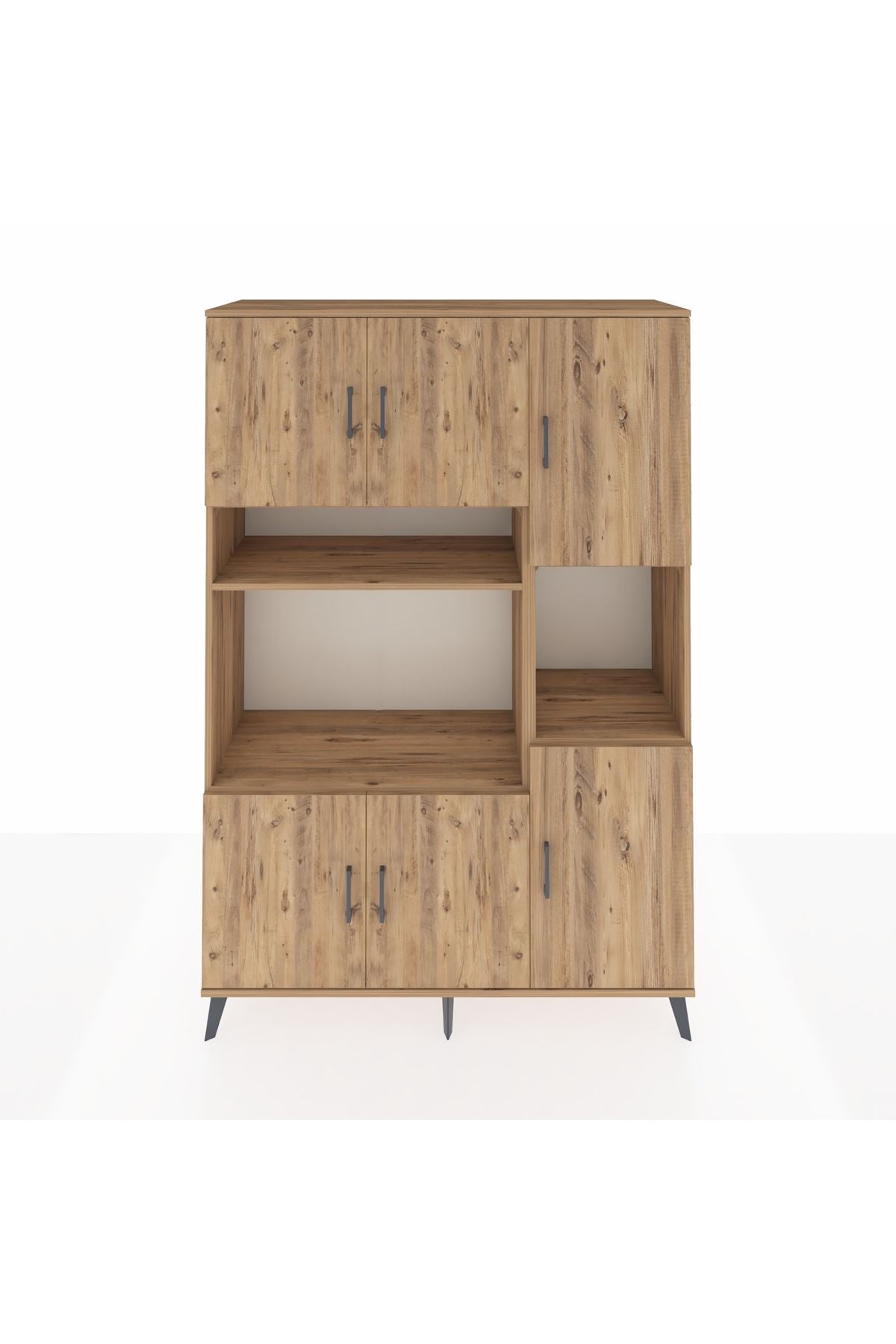 Hyperion Dolap 9 Raflı 6 Kapaklı 132x44x195 Çam-Çam/Çam