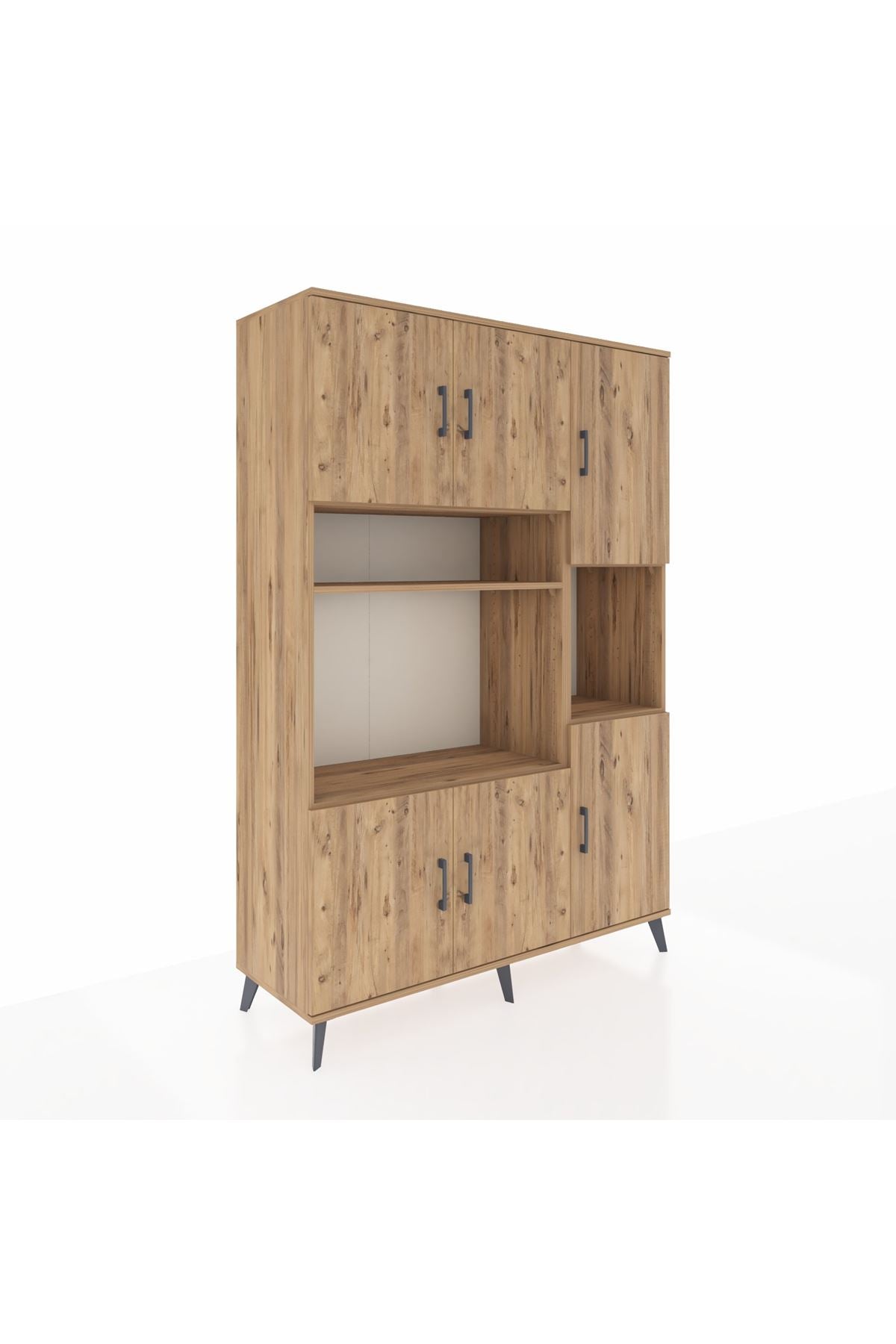 Hyperion Dolap 9 Raflı 6 Kapaklı 132x44x195 Çam-Çam/Çam