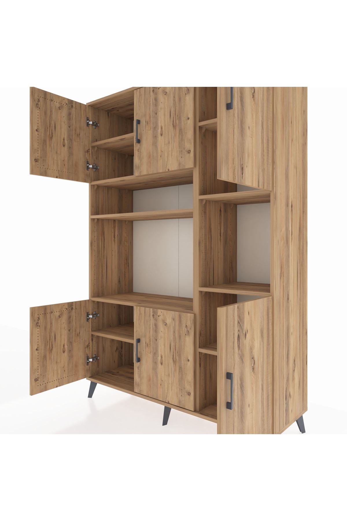 Hyperion Dolap 9 Raflı 6 Kapaklı 132x44x195 Çam-Çam/Çam