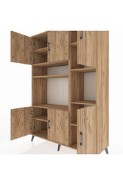 Hyperion Dolap 9 Raflı 6 Kapaklı 132x44x195 Çam-Çam/Çam