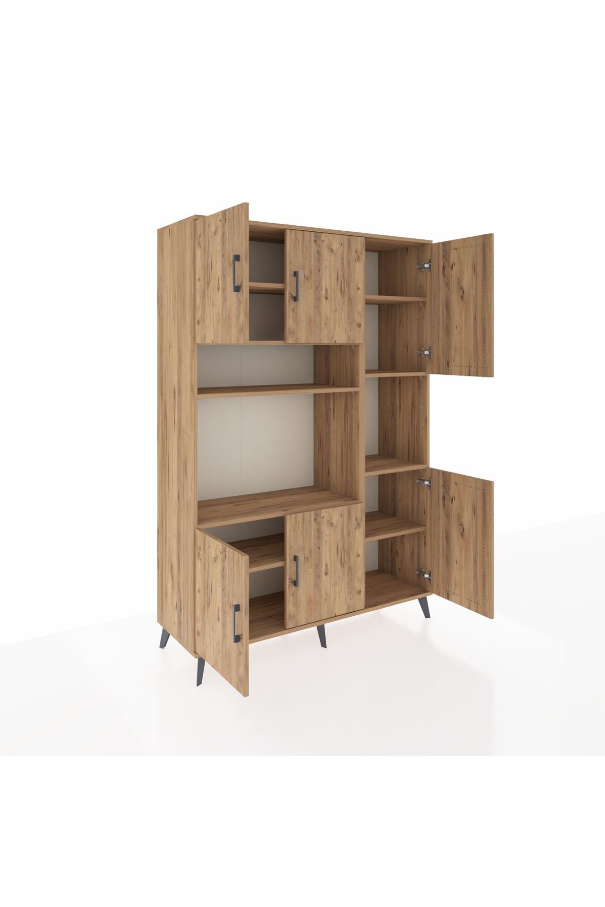 Hyperion Dolap 9 Raflı 6 Kapaklı 132x44x195 Çam-Çam/Çam