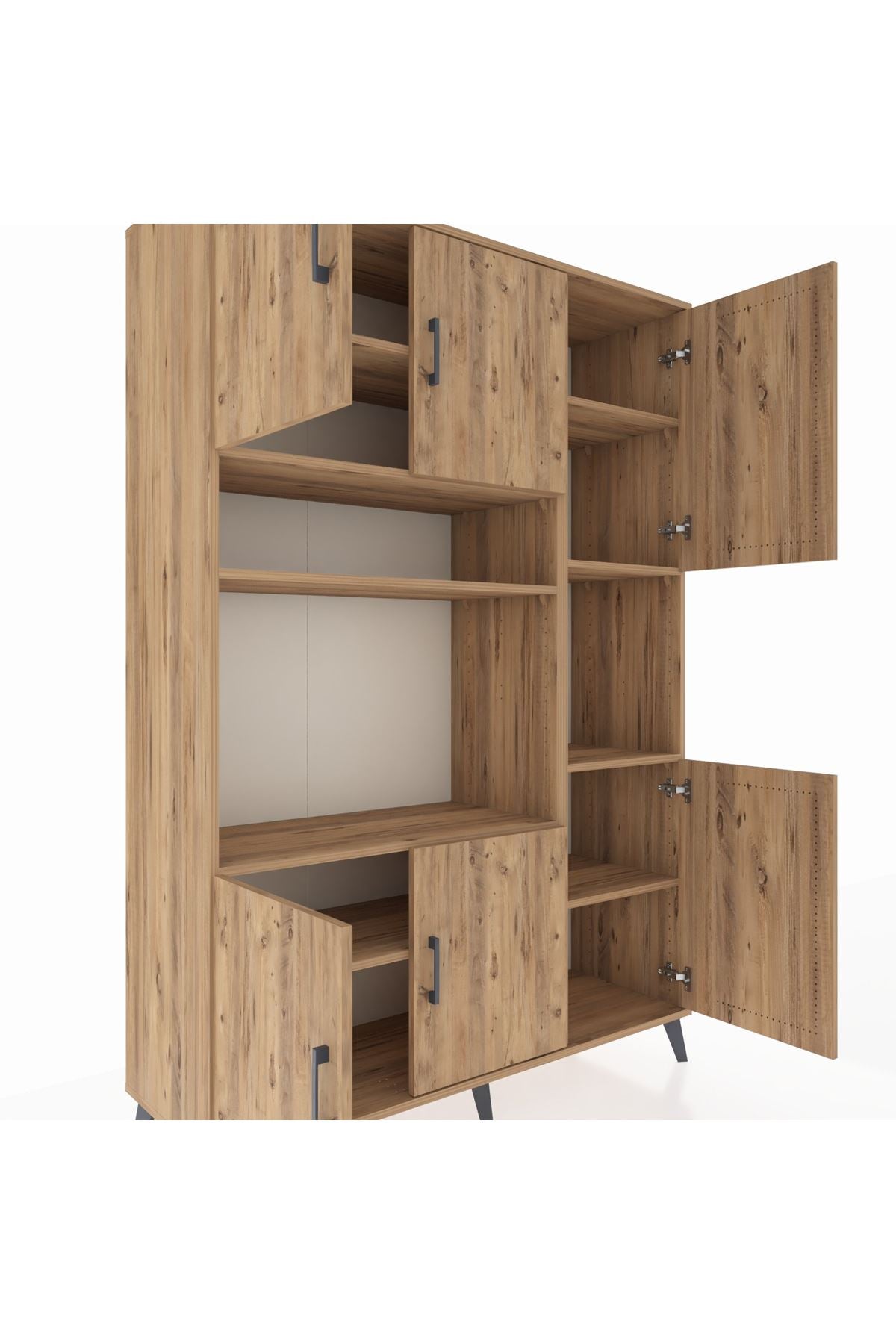 Hyperion Dolap 9 Raflı 6 Kapaklı 132x44x195 Çam-Çam/Çam