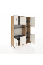 Hyperion Dolap 9 Raflı 6 Kapaklı 132x44x195 Çam-Aytaşı/Antrasit