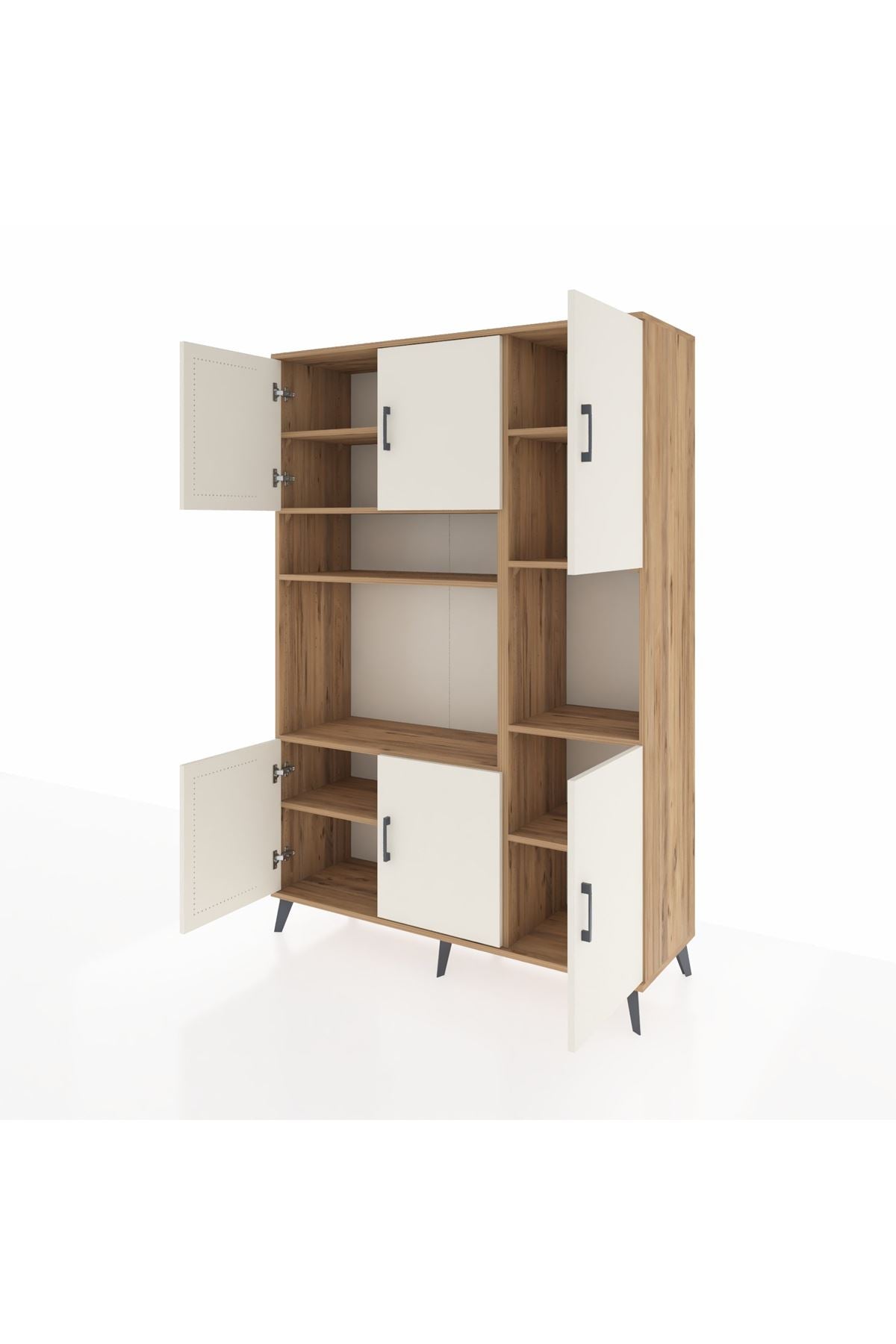 Hyperion Dolap 9 Raflı 6 Kapaklı 132x44x195 Çam-Aytaşı/Çam