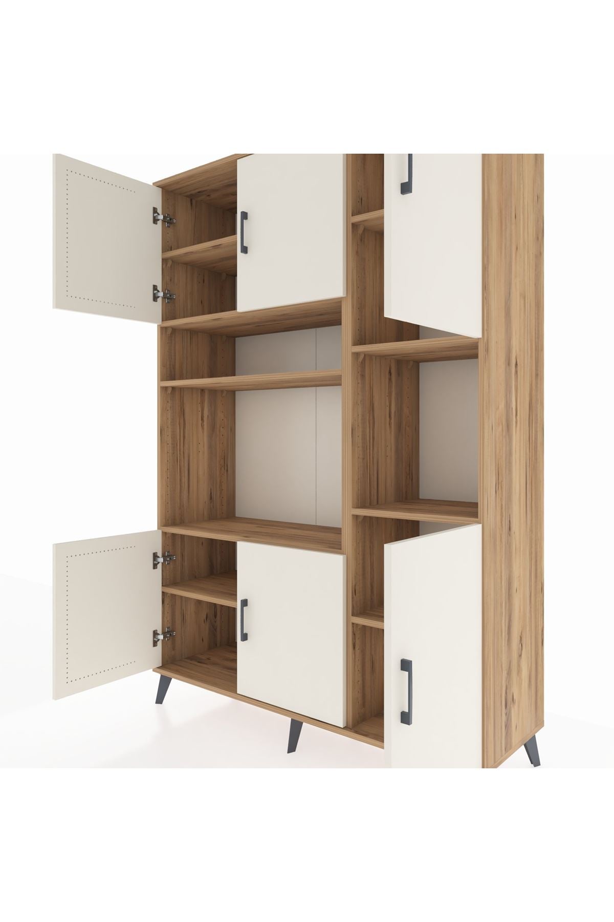 Hyperion Dolap 9 Raflı 6 Kapaklı 132x44x195 Çam-Aytaşı/Çam