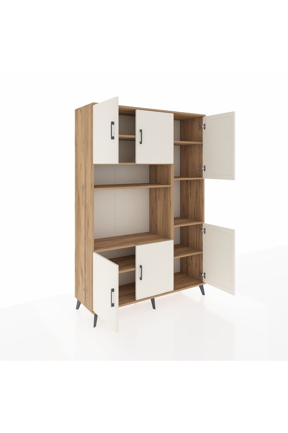 Hyperion Dolap 9 Raflı 6 Kapaklı 132x44x195 Çam-Aytaşı/Çam