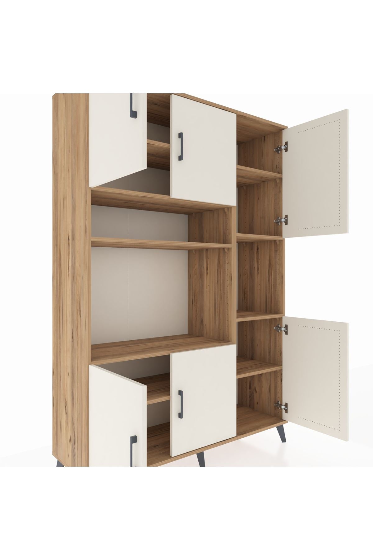 Hyperion Dolap 9 Raflı 6 Kapaklı 132x44x195 Çam-Aytaşı/Çam