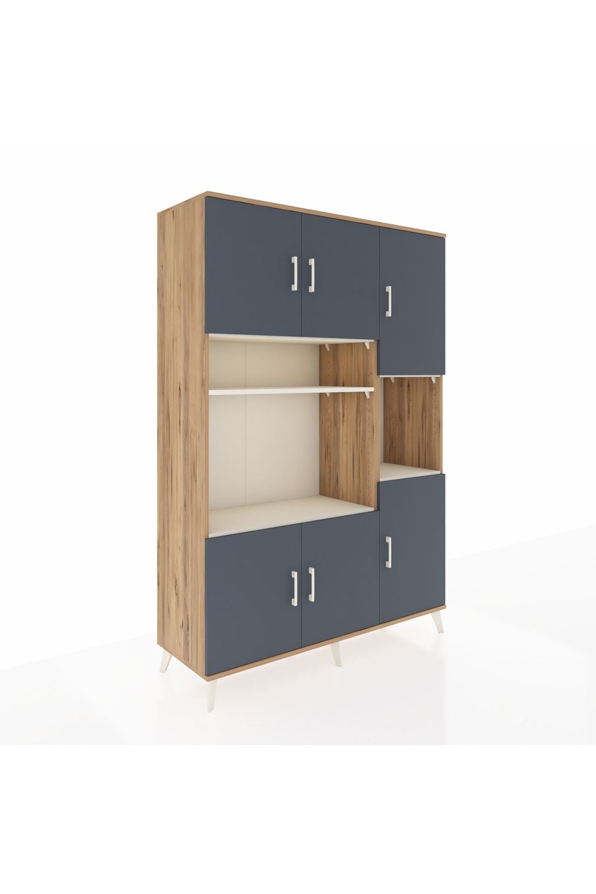 Hyperion Dolap 9 Raflı 6 Kapaklı 132x44x195 Çam-Antrasit/Aytaşı