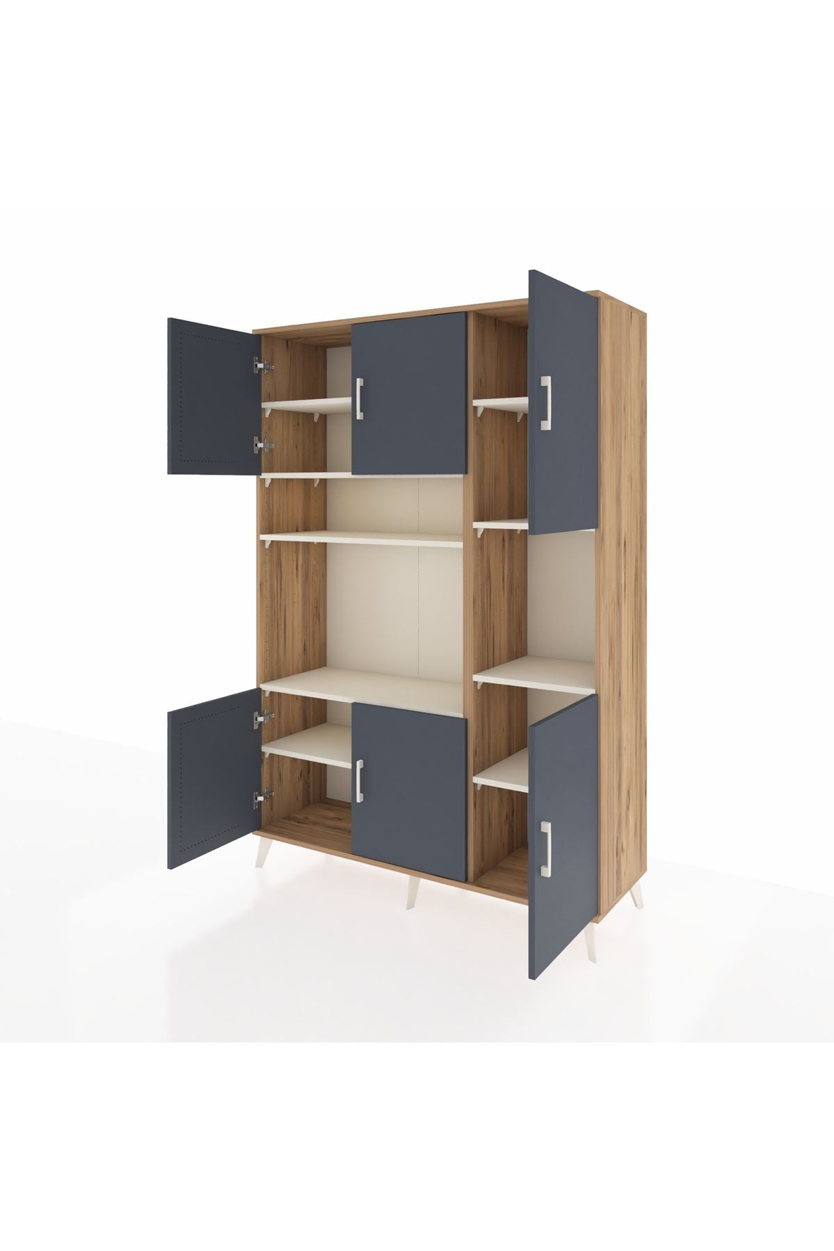 Hyperion Dolap 9 Raflı 6 Kapaklı 132x44x195 Çam-Antrasit/Aytaşı