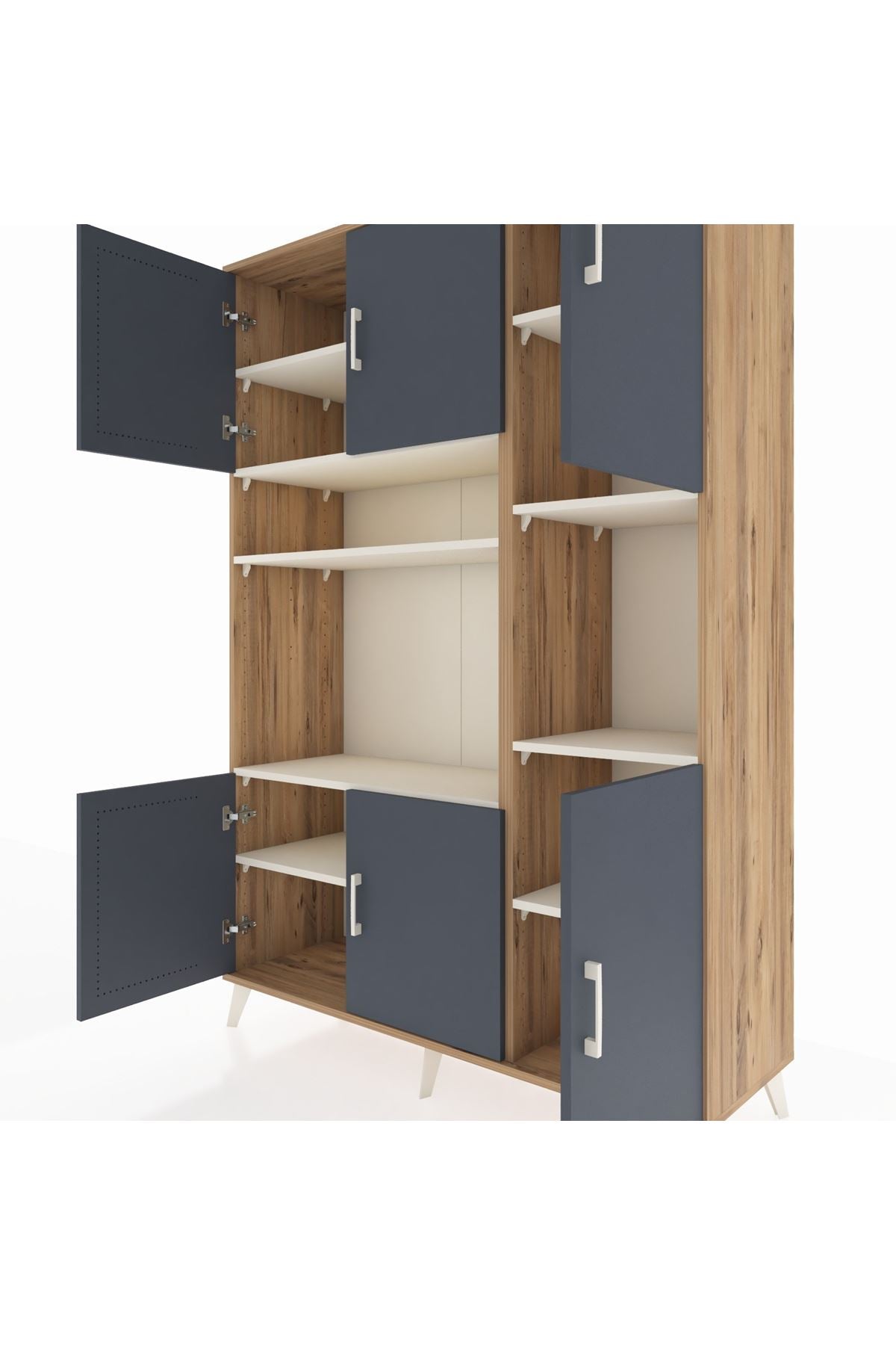 Hyperion Dolap 9 Raflı 6 Kapaklı 132x44x195 Çam-Antrasit/Aytaşı