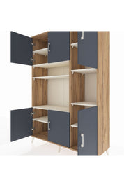 Hyperion Dolap 9 Raflı 6 Kapaklı 132x44x195 Çam-Antrasit/Aytaşı