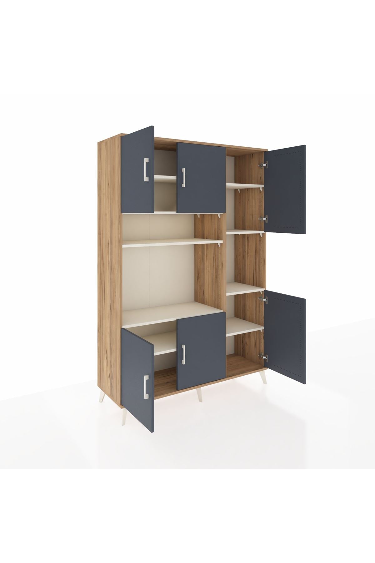 Hyperion Dolap 9 Raflı 6 Kapaklı 132x44x195 Çam-Antrasit/Aytaşı