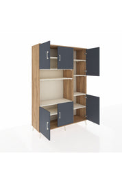 Hyperion Dolap 9 Raflı 6 Kapaklı 132x44x195 Çam-Antrasit/Aytaşı