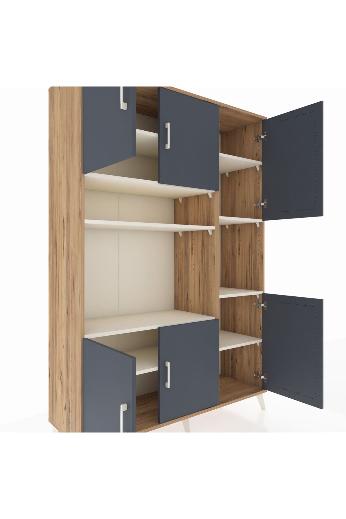 Hyperion Dolap 9 Raflı 6 Kapaklı 132x44x195 Çam-Antrasit/Aytaşı