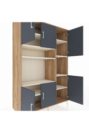 Hyperion Dolap 9 Raflı 6 Kapaklı 132x44x195 Çam-Antrasit/Aytaşı