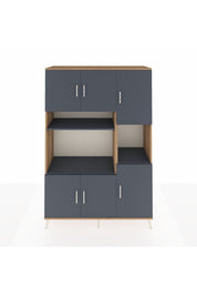 Hyperion Dolap 9 Raflı 6 Kapaklı 132x44x195 Çam-Antrasit/Antrasit