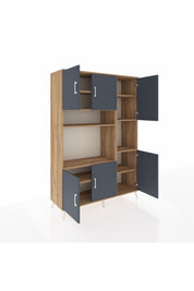 Hyperion Dolap 9 Raflı 6 Kapaklı 132x44x195 Çam-Antrasit/Çam